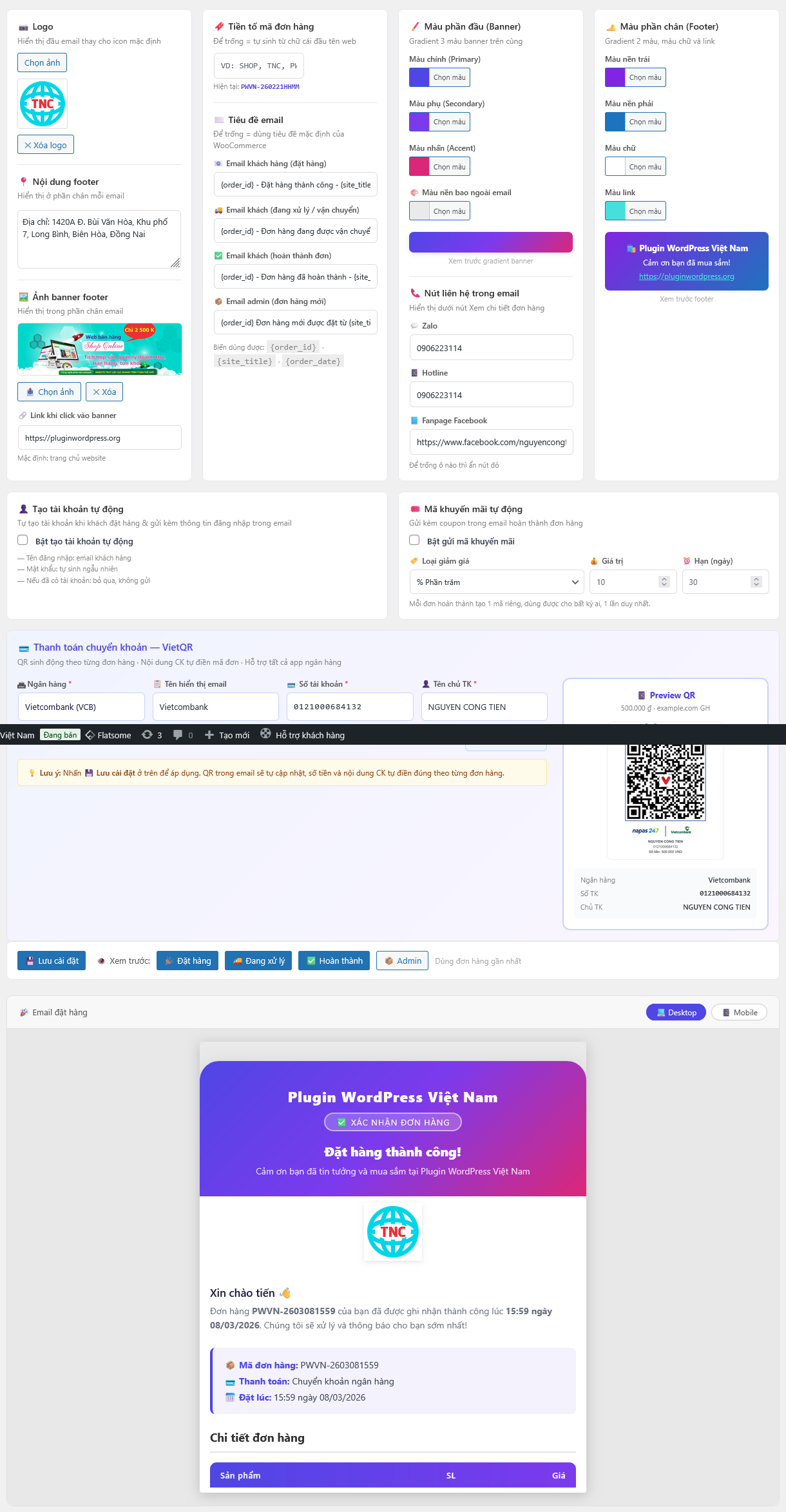 Tùy biến cảm ơn cho thông báo đơn hàng mới Woocommerce – Website WordPress - Ảnh 2